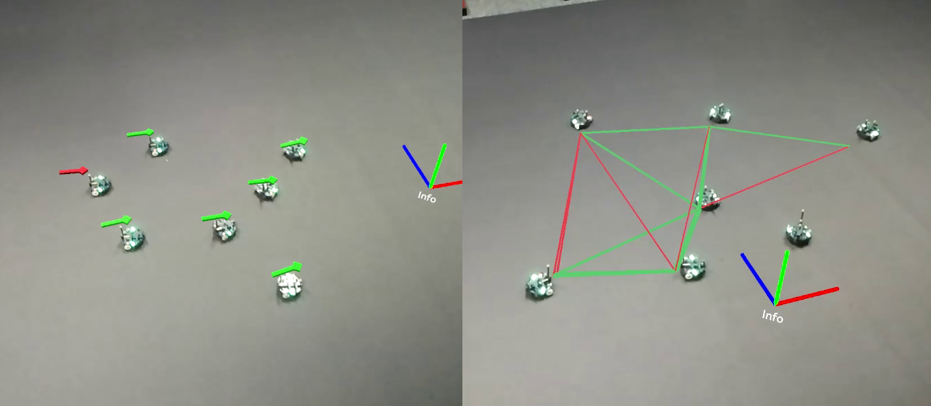 Augmented reality visualization of robot swarms